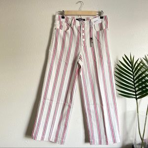 Express high striped crop wide leg jean